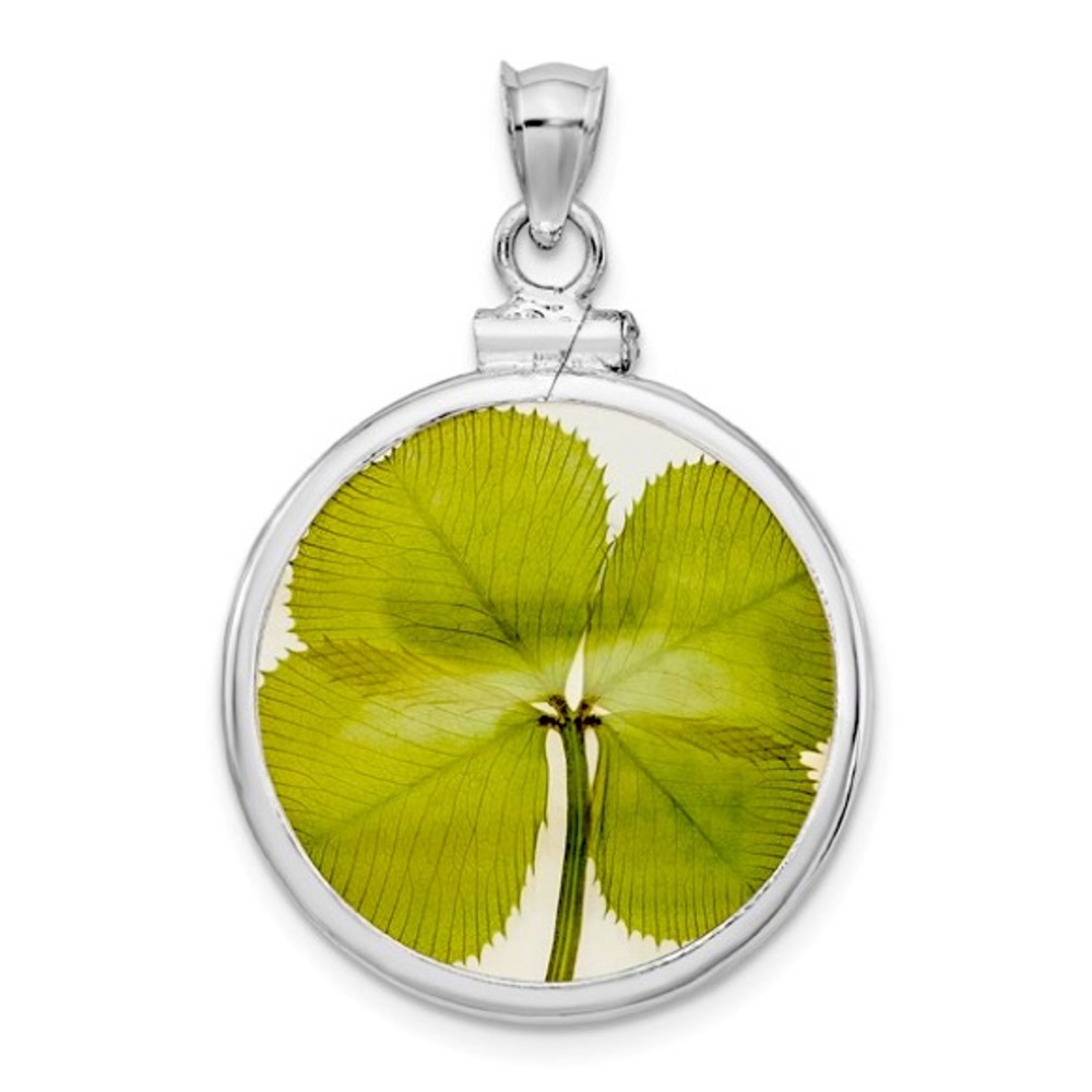 925 Sterling Silver REAL 4 Leaf Clover Necklace Charm